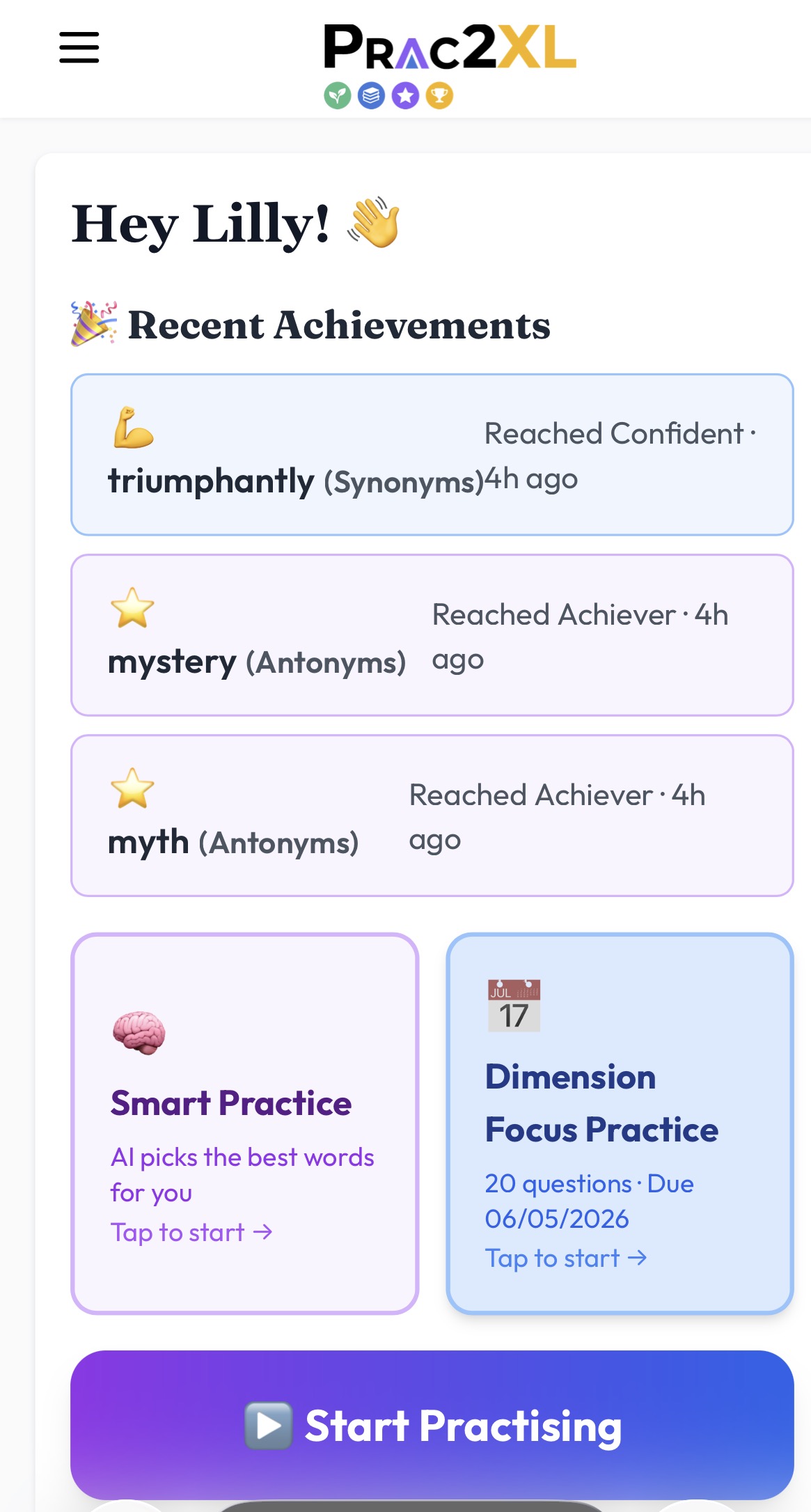 Vocab practice hub